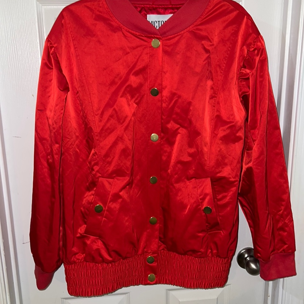 Victoria by Victoria Secret red satin bomber style jacket